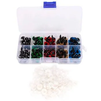 Очі для іграшок 12мм 5колір гвинтові з фіксатором 100шт, пластикові