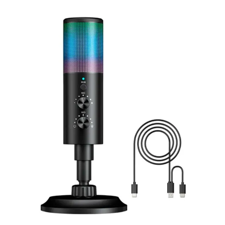 Мікрофон ігровий USB RODD AK-9, RGB підсвітка, 3.5 мм, регулювання гучності