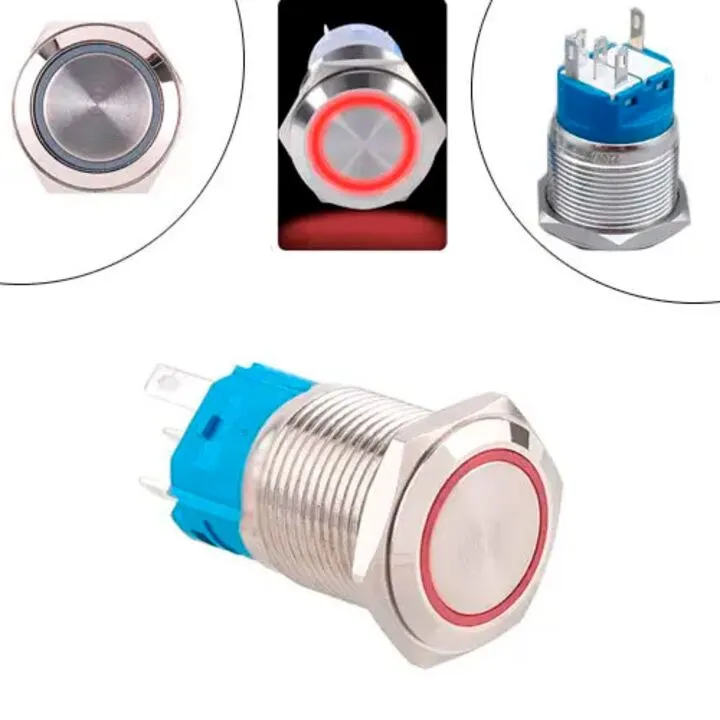 Кнопка 22мм, що фіксується, 9-24В, червоний LED, 5pin, 22K-P11DZ