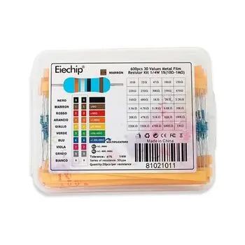 Резистори 1/4Вт 1% MF набір 600 шт, Om-1 Ом, 30 номіналів