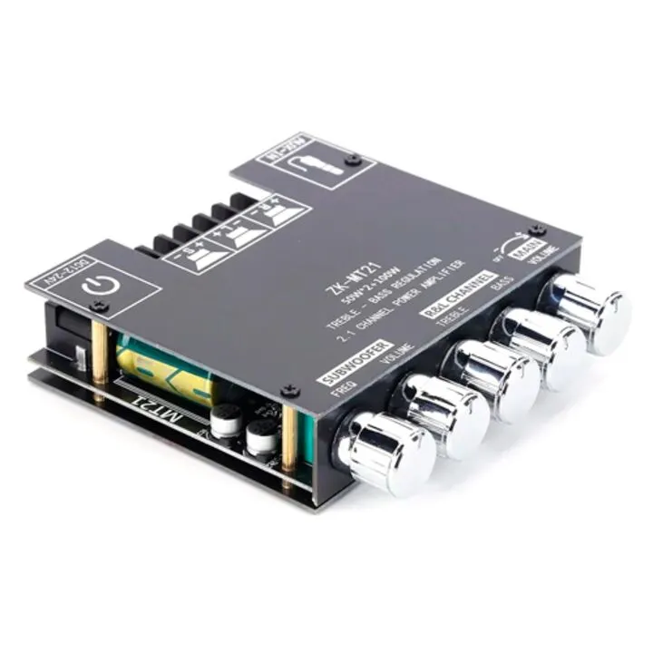 Аудіо підсилювач потужності звука Bluetooth 5.0, ZK-MT21, 2x50Вт + 100Вт, AUX 3.5 мм