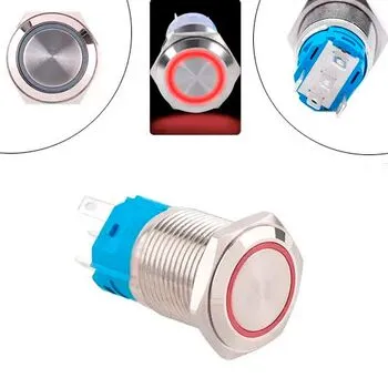 Кнопка 19мм зворотна, 9-24В, червоний LED, 5pin, 19K-P11D