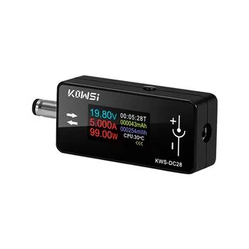 Тестер струму навпряження KOWSI KWS-DC28, 4-30 В, до 12 А, TFT-дисплей 0.96”, вимір потужності до 360 Вт