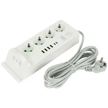 Мережевий фільтр подовжувач 3 м 4 розетки 6 USB Qi заряджання PD 3 кВт LH994-2PD