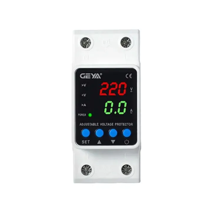 Реле контролю напруги і струму з РК, 220В, 63А, 2DIN, GEYA GPS6-VA5 2P