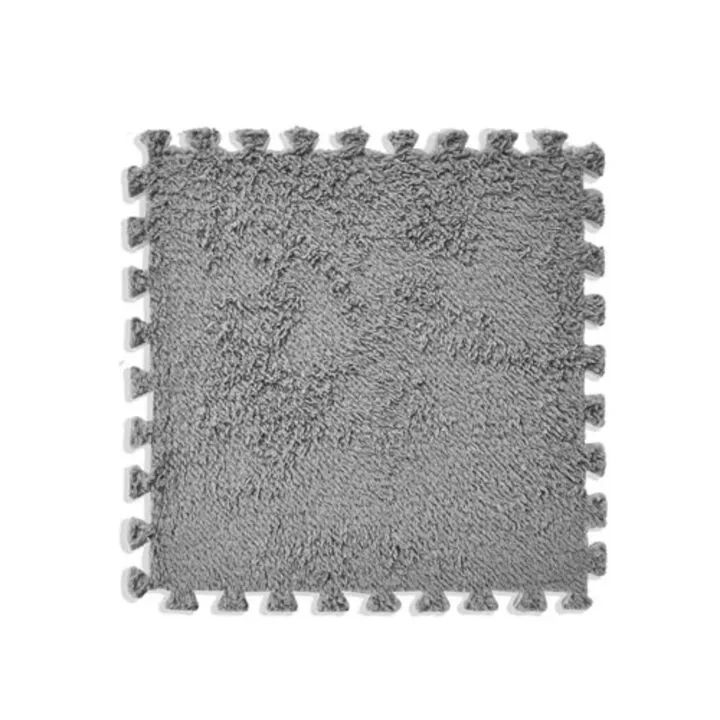 Килимок пазл плюшевий підлоговий 30x30см м’який, 10шт, EVA, сірий