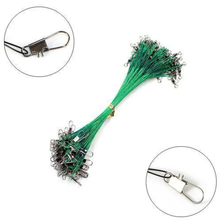 20x Повідець сталевий 20см 0.5мм з вертлюжком та застібкою