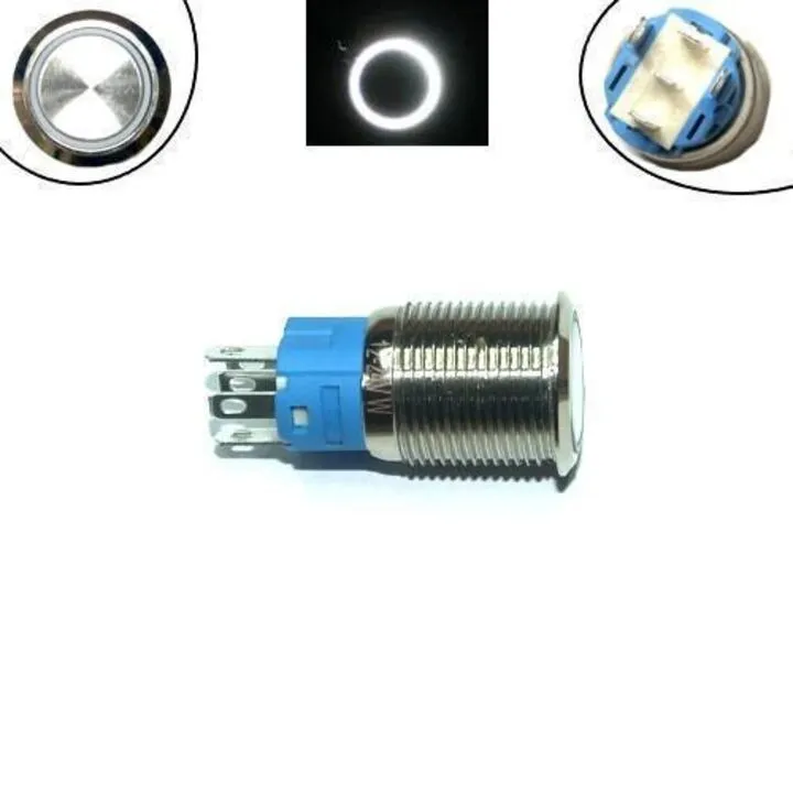 Кнопка 16мм, що фіксується, 12-24В, білий LED, 5pin, 16A-DZ