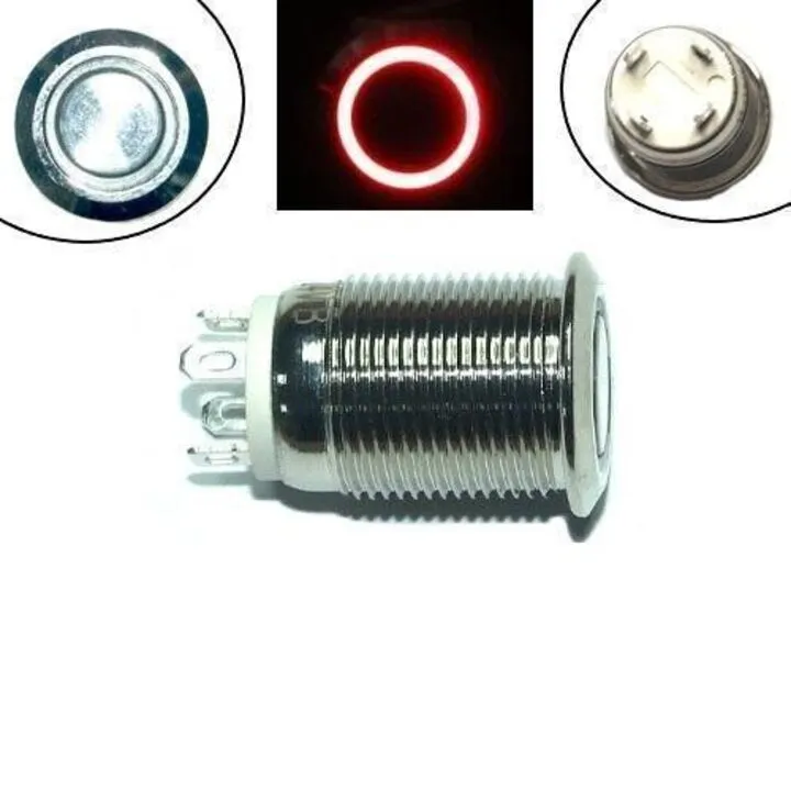 Кнопка 12мм поворотна, 12-24В, червоний LED, 4pin, 12A-D