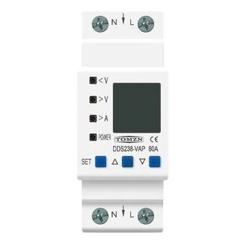 Реле контролю напруги та струму з РК, 220В, 80А, 2DIN, DDS238-VAP