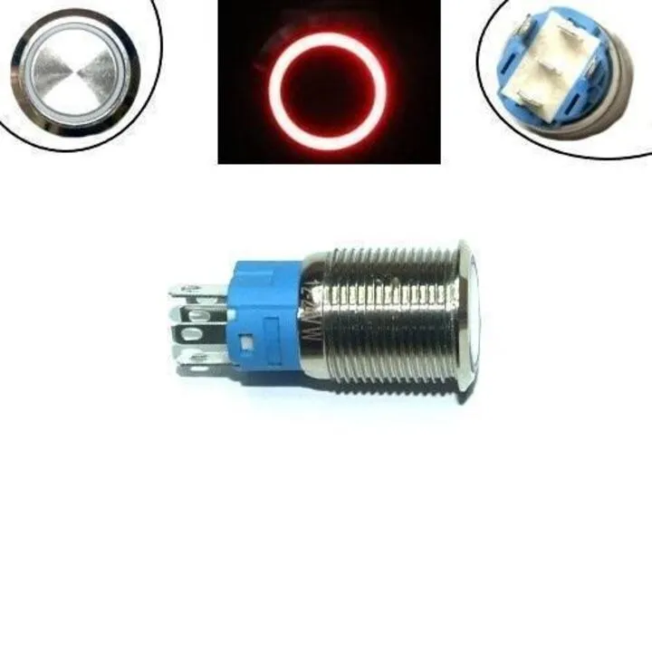 Кнопка 16мм, що фіксується, 12-24В, червоний LED, 5pin, 16A-DZ