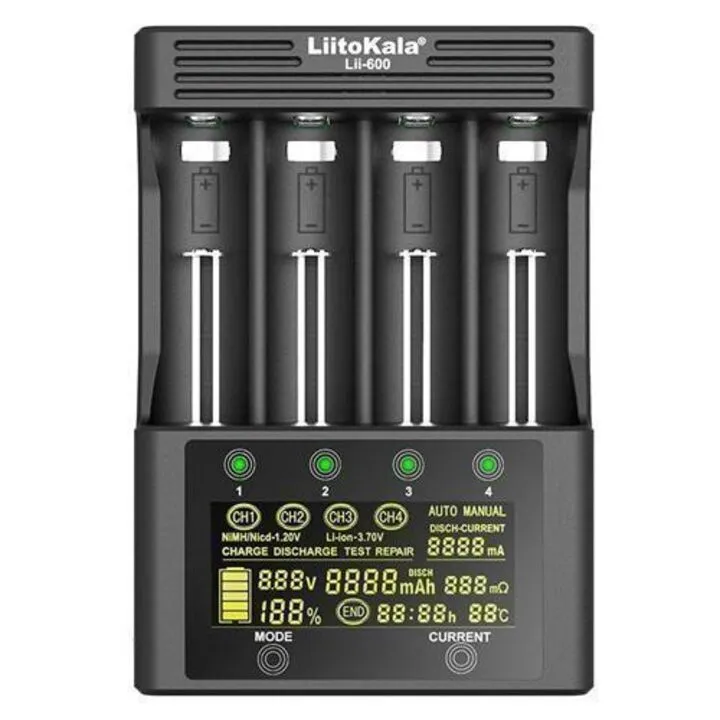Розумний зарядний пристрій Liitokala Lii-600 Li-ion розряд ємність, 4 канали
