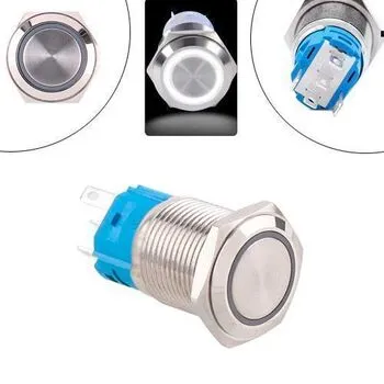 Кнопка 19мм, що фіксується, 9-24В, білий LED, 5pin, 19K-P11DZ