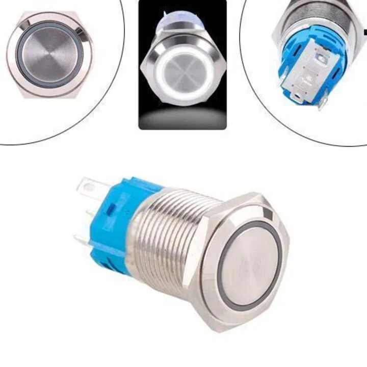 Кнопка 19мм, що фіксується, 9-24В, білий LED, 5pin, 19K-P11DZ