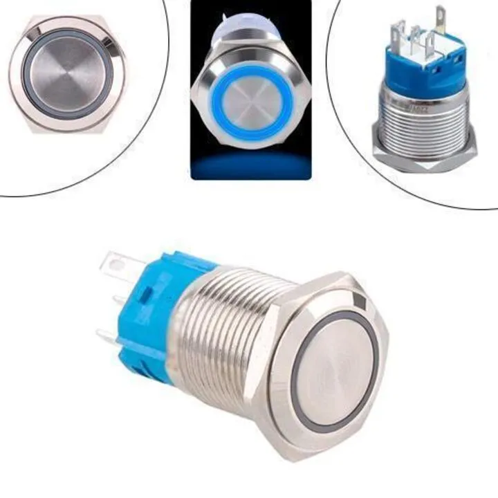 Кнопка 22мм, що фіксується, 9-24В, синій LED, 5pin, 22K-P11DZ