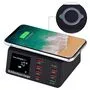 Мережна зарядна станція 8x USB та бездротова зарядка, PD QC3.0 LED, WLX-X9