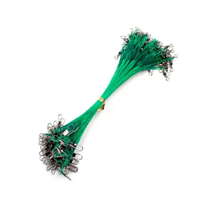 Повідець сталевий 25см 0.5мм з вертлюжком і застібкою 20 штук