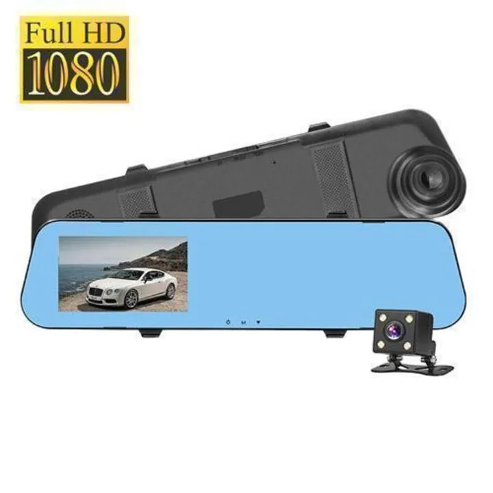 Відеореєстратор автомобільний з камерою заднього виду, 1080p, дзеркало
