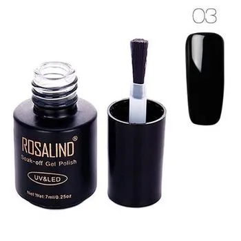 Гель-лак для нігтів манікюру 7мл Rosalind, шеллак, 03 чорний