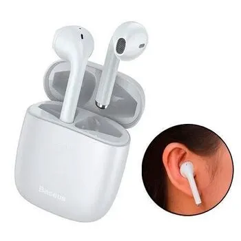 Бездротові навушники, гарнітура з кейсом Baseus Encok W04 Bluetooth, Білі