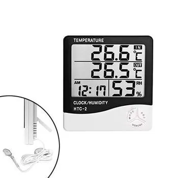 Термометр цифровий гігрометр -50~70C ЖК 3.8" із зовнішнім датчиком HTC-2