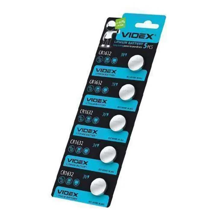 Батарейка таблетка CR1632 Videx, 3V, 5 шт, літієва