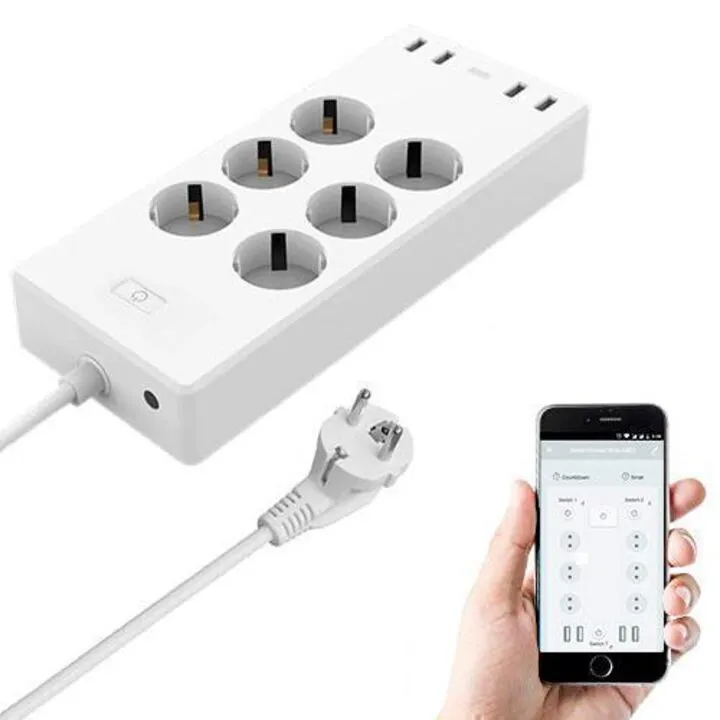 Розумний Wi-Fi мережевий фільтр подовжувач 6 розеток + 4 USB ZLD-64EU-W