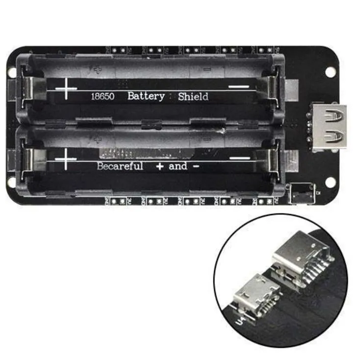 Battery Shield V8 для харчування Arduino ESP8266 ESP32, 2x 18650 зарядний