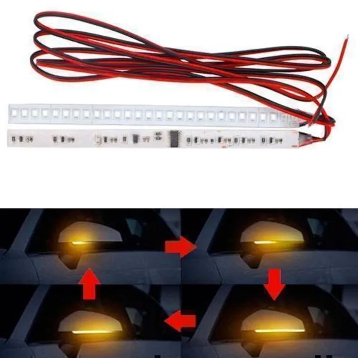 LED покажчики повороту дзеркала Гнучкі 15см Динамічні, жовті, пара