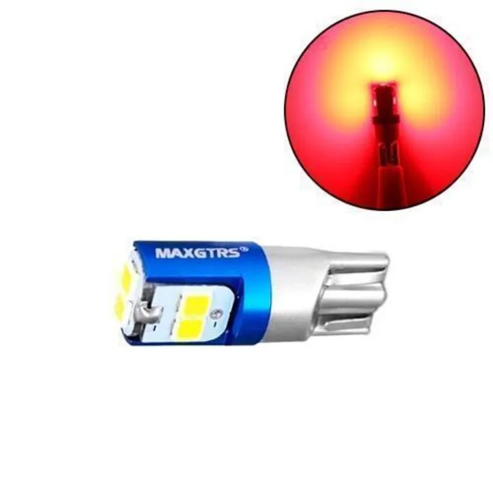 LED T10 W5W лампа в автомобіль, 6 SMD 3030, червоний