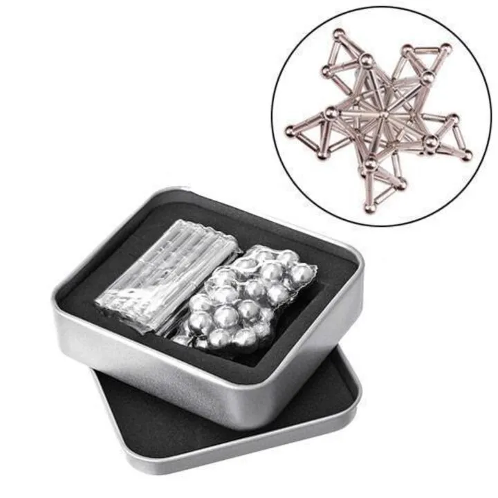 Магнітний конструктор неодимовий бакібарс, срібний