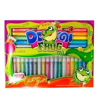 Набір декоративного клею з блискітками 28 кольорів 10.5мл, Dorgi Frog