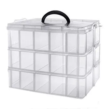 Коробка органайзер кейс для снастей бісеру 240х160х180мм 3 рівня 30 осередків