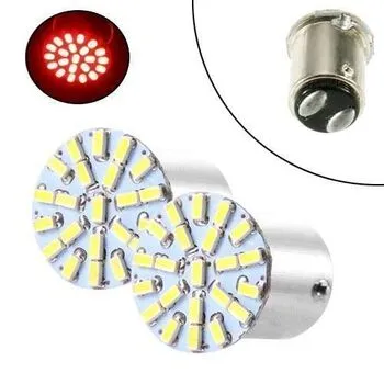 LED 1157 BAY15D P21 лампа в автомобіль 2шт, 22 SMD 3014, червоний