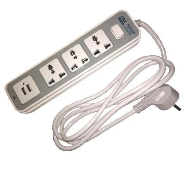 Мережевий фільтр подовжувач 1.8м, 3 розетки + 2 USB 10А 2500Вт, GK-8194