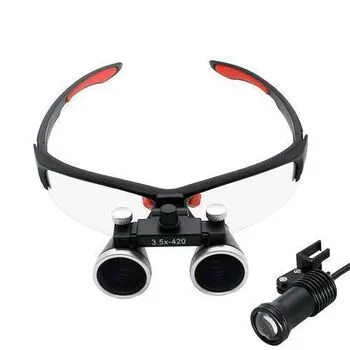Бінокулярні збільшувальні окуляри лупа 3.5x 420мм з підсвічуванням та АКБ 1800мАч