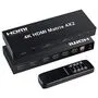 Комутатор HDMI 4x2 порту, 4K, 3D, матричний, з пультом ДУ + EDID