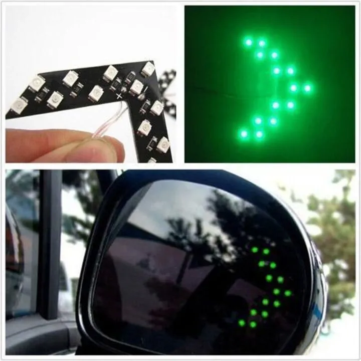 LED покажчики повороту дзеркала заднього виду, зелені, пара