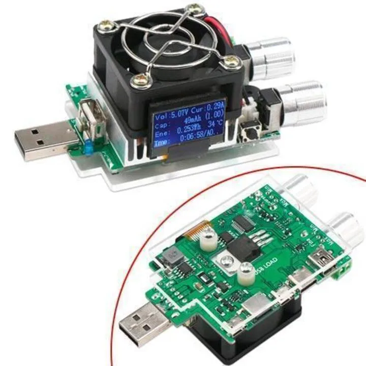 USB тестер JUWEI 4-25В з регульованим навантаженням 35Вт QC2.0 QC3.0