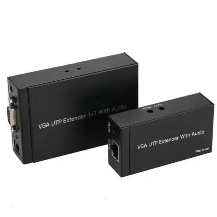 Подовжувач VGA по RJ45 кручений парі активний, зі звуком, до 300м