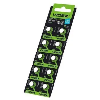 Батарейка таблетка AG5, LR754, LR48 Videx, алкалайн 10 шт, 1.5 В, 66 мАг