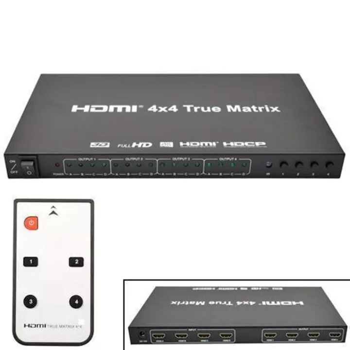 Комутатор HDMI 4x4 порту, 4K, 3D, матричний, з пультом ДУ