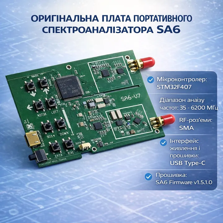 Плата аналізатора спектру і генератора сигналів SA6 для радіомоніторингу до 6ГГц
