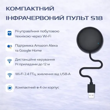 Пульт дистанційного керування ІЧ для розумного будинку з Wi-Fi Tuya S18