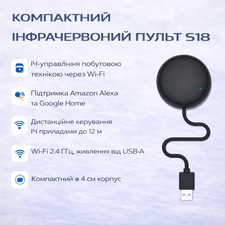 Пульт дистанційного керування ІЧ для розумного будинку з Wi-Fi Tuya S18