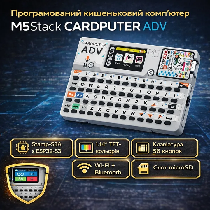 Портативний комп’ютер M5Stack Cardputer ADV 1.14" IPS ESP32-S3, програмований