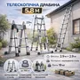 Драбина телескопічна 2.9м+2.9м, розкладна, нержавіюча сталь